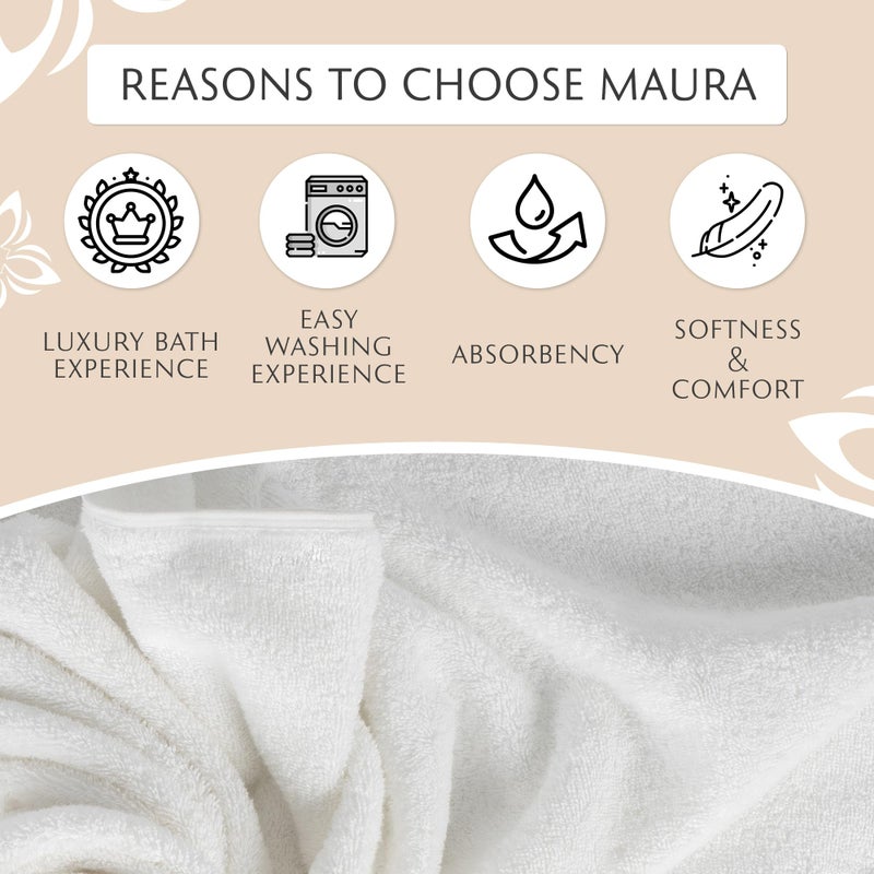 MAURA White Extra Large Turkish Cotton Luxury Bath Towels Set of 4. Ultra-Soft, Thick & Plush Towels for Bathroom - Pure White - Image 4